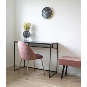 Set 2 sedie da pranzo Geneve in velluto rosa con gambe effetto ottone