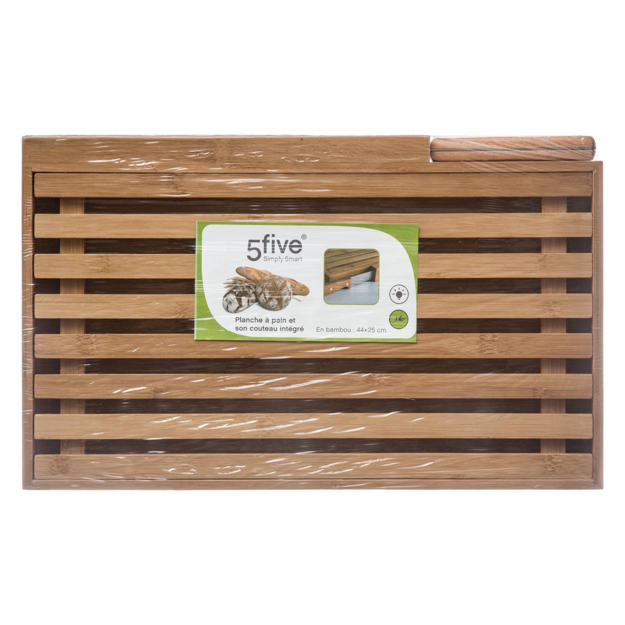 Tabla para cortar pan 44 x 27 cm bambú con cuchillo
