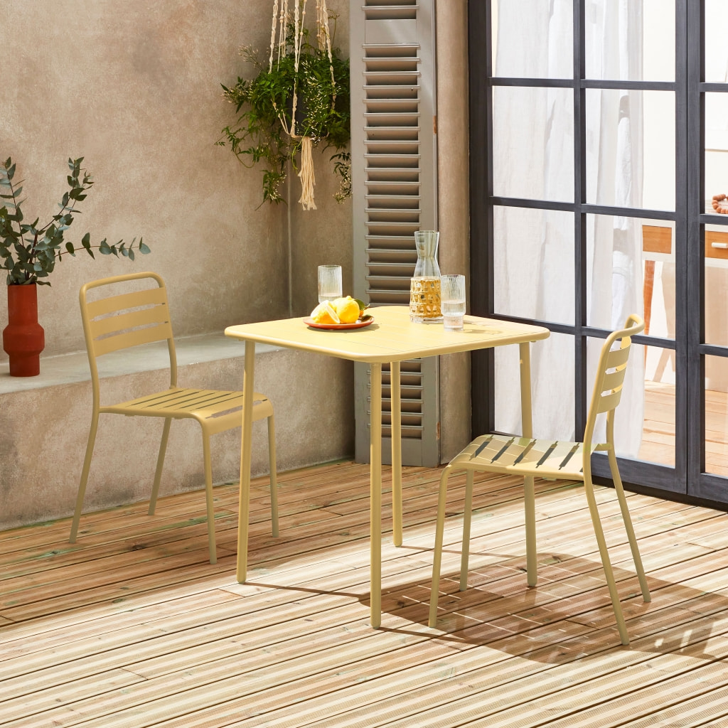 Table de jardin métal + 2 assises AMELIA