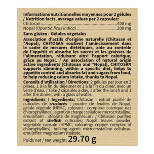 NUTRI EXPERT - Chitosan - Absorbe Sucres et Graisses - Réduit l'appétit - Favorise l'amincissement - Gélules végétales - Lot de 3 produits