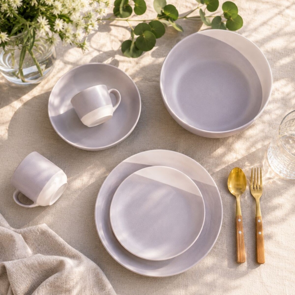 Lot de 6 grandes assiettes, TERRE DE SIENNE