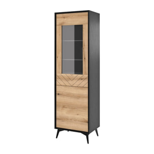 Peter - vitrine - bois et noir - 54x178 cm - style industriel - Noir / Bois