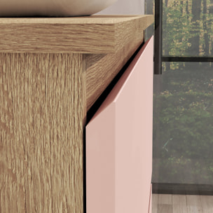 Conjunto de Baño Nia | Mueble Suspendido | 90 cm Rosa | Dos Cajones | Lavabo Sobrepuesto | No incluye Espejo | Mueble Montado| Alday