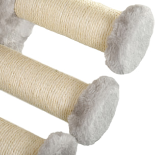 Mur d'escalade pour chat avec hamac passerelle planche à gratter et balles peluche sisal gris