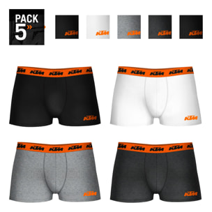 Pack 5 calzoncillos KTM en color negro/ gris/ blanco para hombre