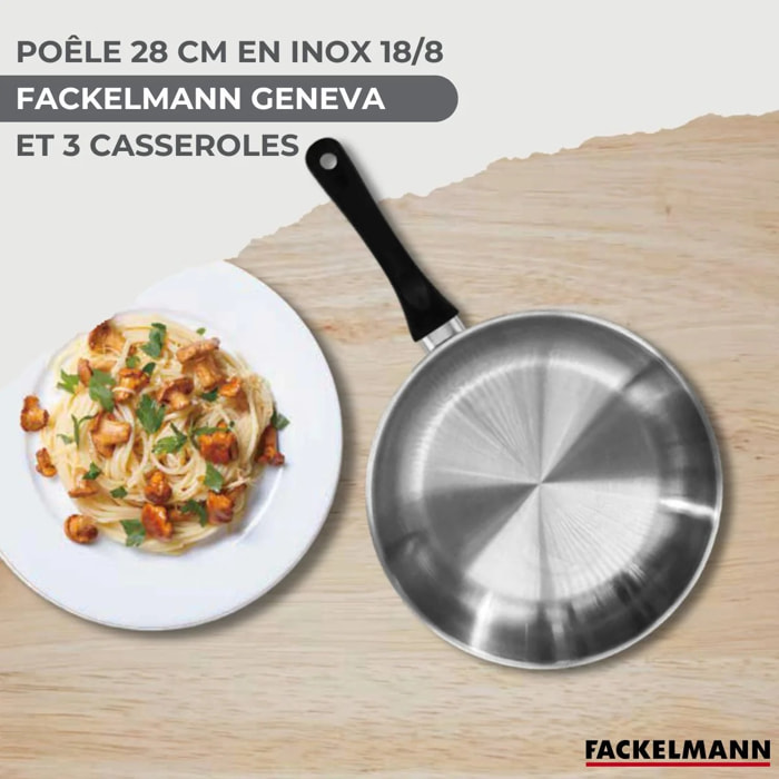 Set poêle, casseroles en inox et ustensiles inox Fackelmann Geneva