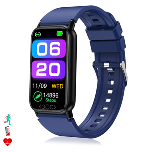 DAM Brazalete inteligente TK72 con temperatura corporal; monitor de glucosa, ácido úrico, cardiaco y de tensión. 4,9x1,1x2,5 Cm. Color: Azul Oscuro