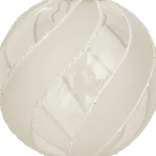 Boule verre torsade D.8cm blanc