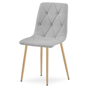 Sedia Libra in tessuto grigio chiaro con gambe effetto legno