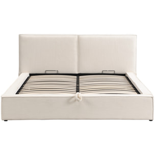 Lit coffre avec tête de lit en velours côtelé - ARNO