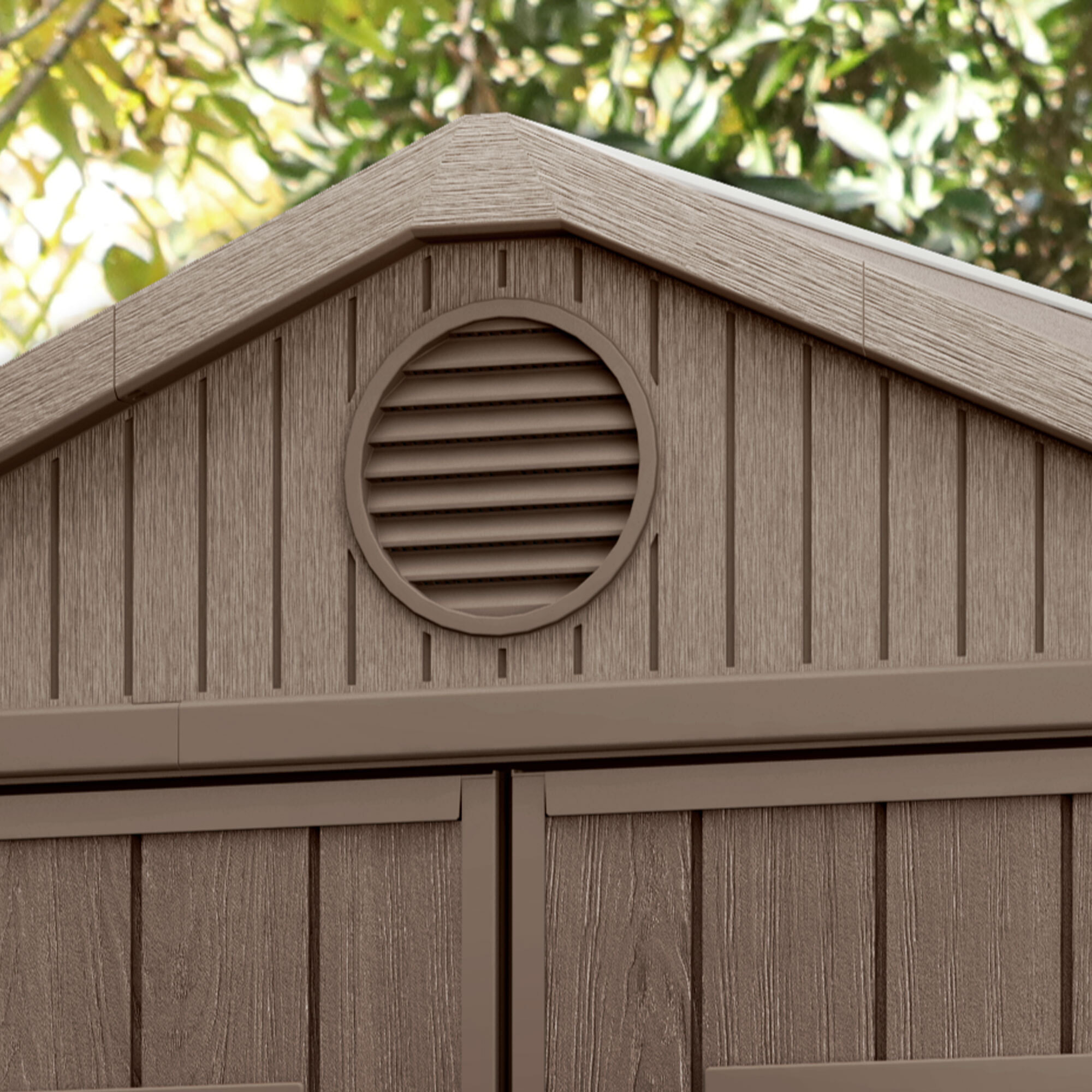 Darwin 6x4 - Casetta da Giardino 190x221x122 cm 2 Ante a per deposito attrezzi finitura effetto legno Evotech+ in Resina Marrone