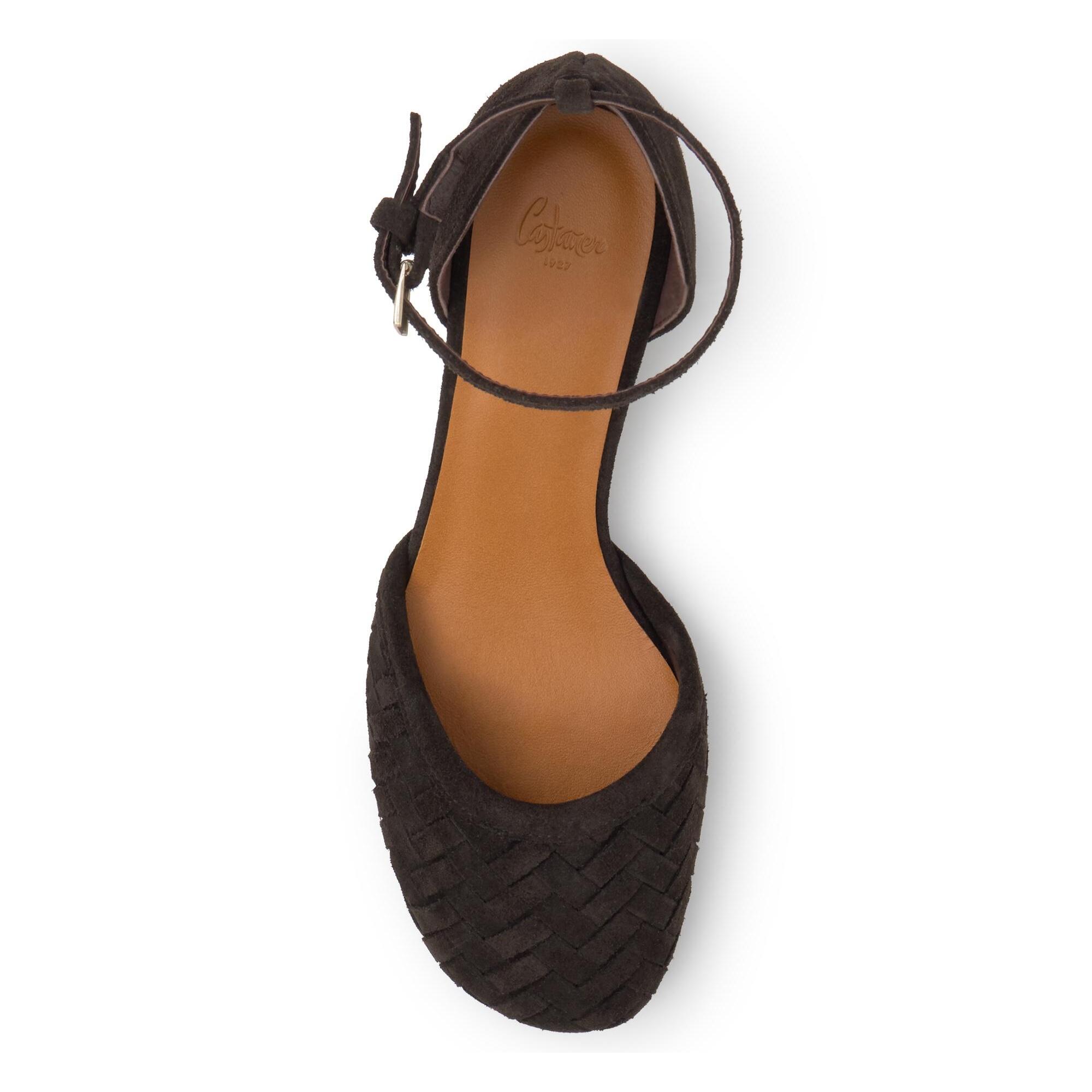 Zapato tacón Artemisa en serraje intrecciato y cierre de hebilla