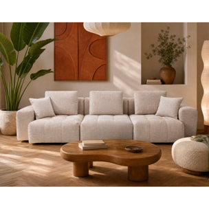 Colette - Canapé modulable 3 places en velours texturé - Beige