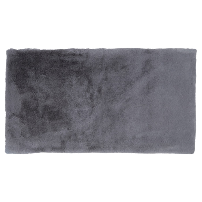 Tapis Imitation Fourrure Fin Gris 110x60cm