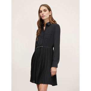 Motivi - vestido camisero de georgette - Negro