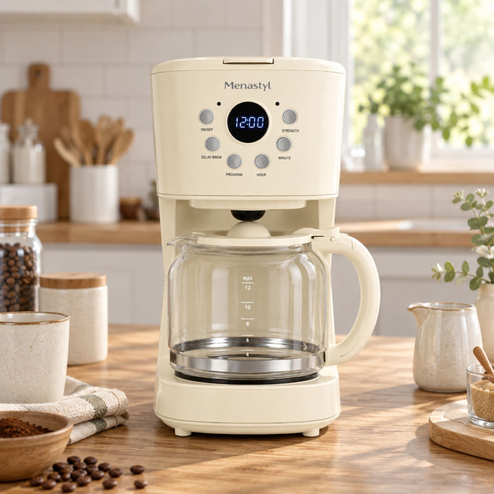 Cafetière electrique 1,5L crème RETRO