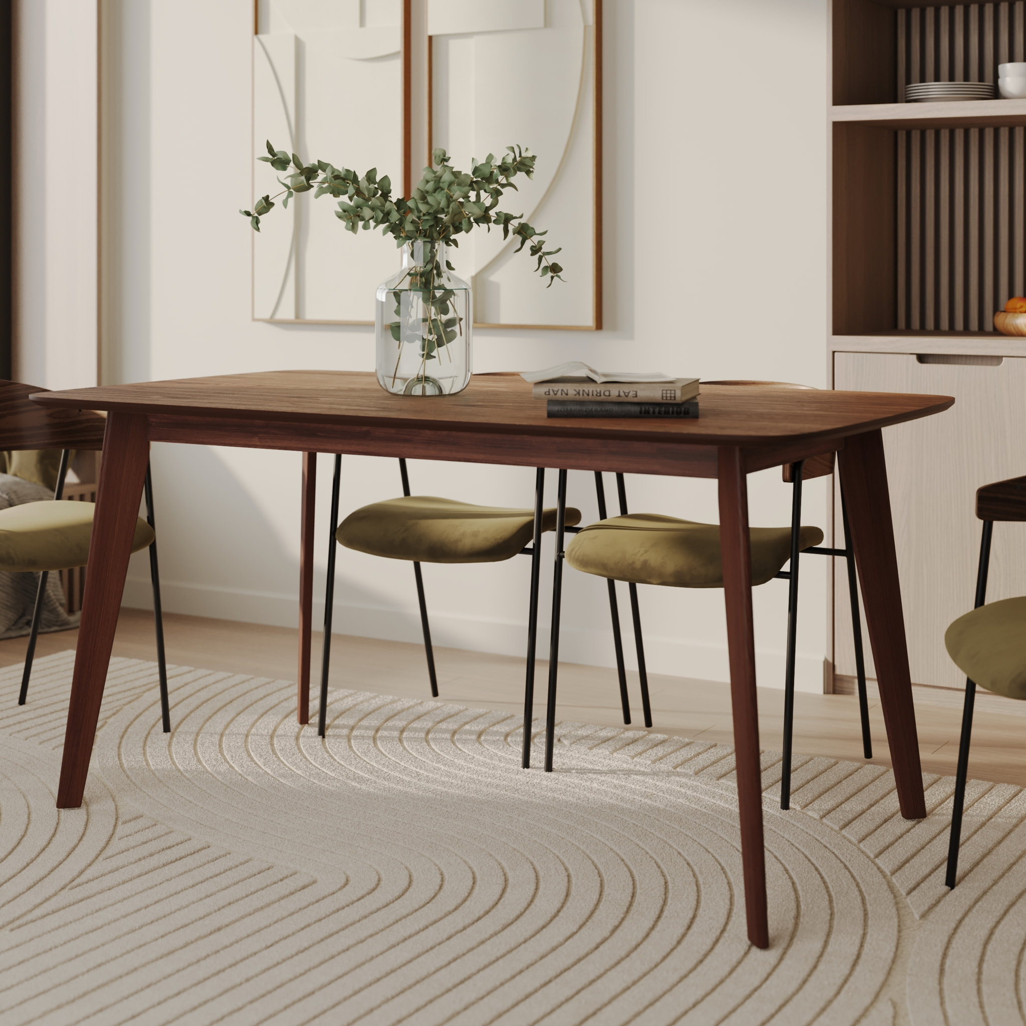 Table rectangulaire 6 personnes en bois foncé 150 cm - Oman