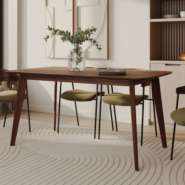 Table rectangulaire 6 personnes en bois foncé 150 cm - Oman
