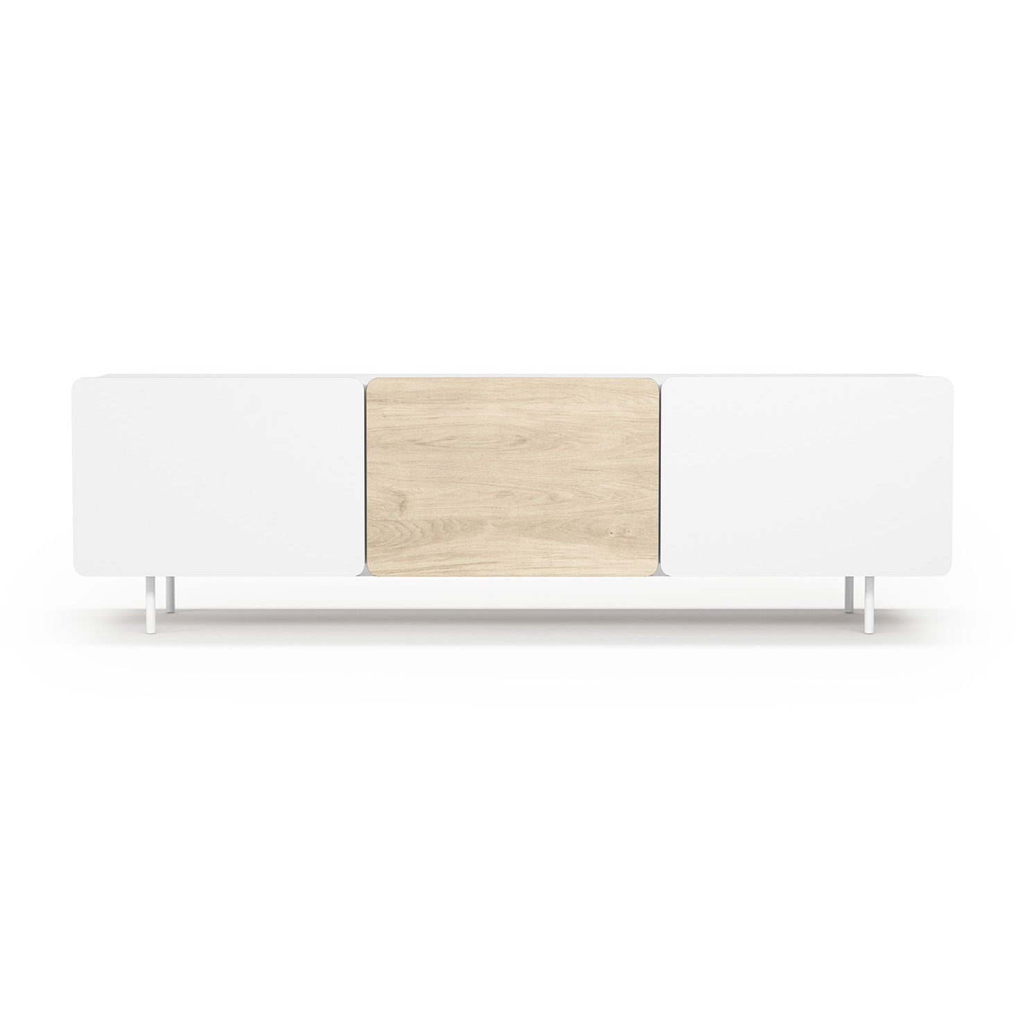 Bajo tv 3 puertas Biscuit blanco-roble 54x180x44 cm