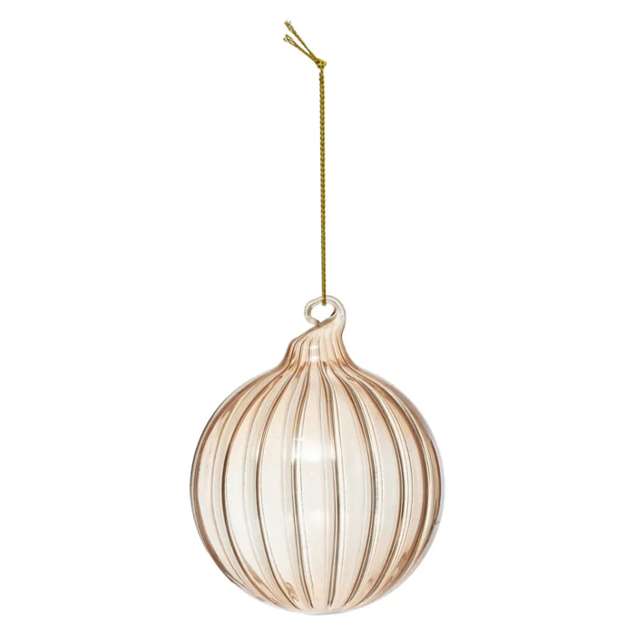 Boule de Noël en verre 80mm strie marron