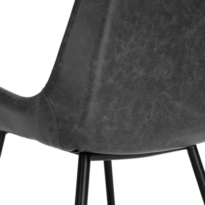 Lot de 2 chaises en cuir synthétique gris foncé - Austin