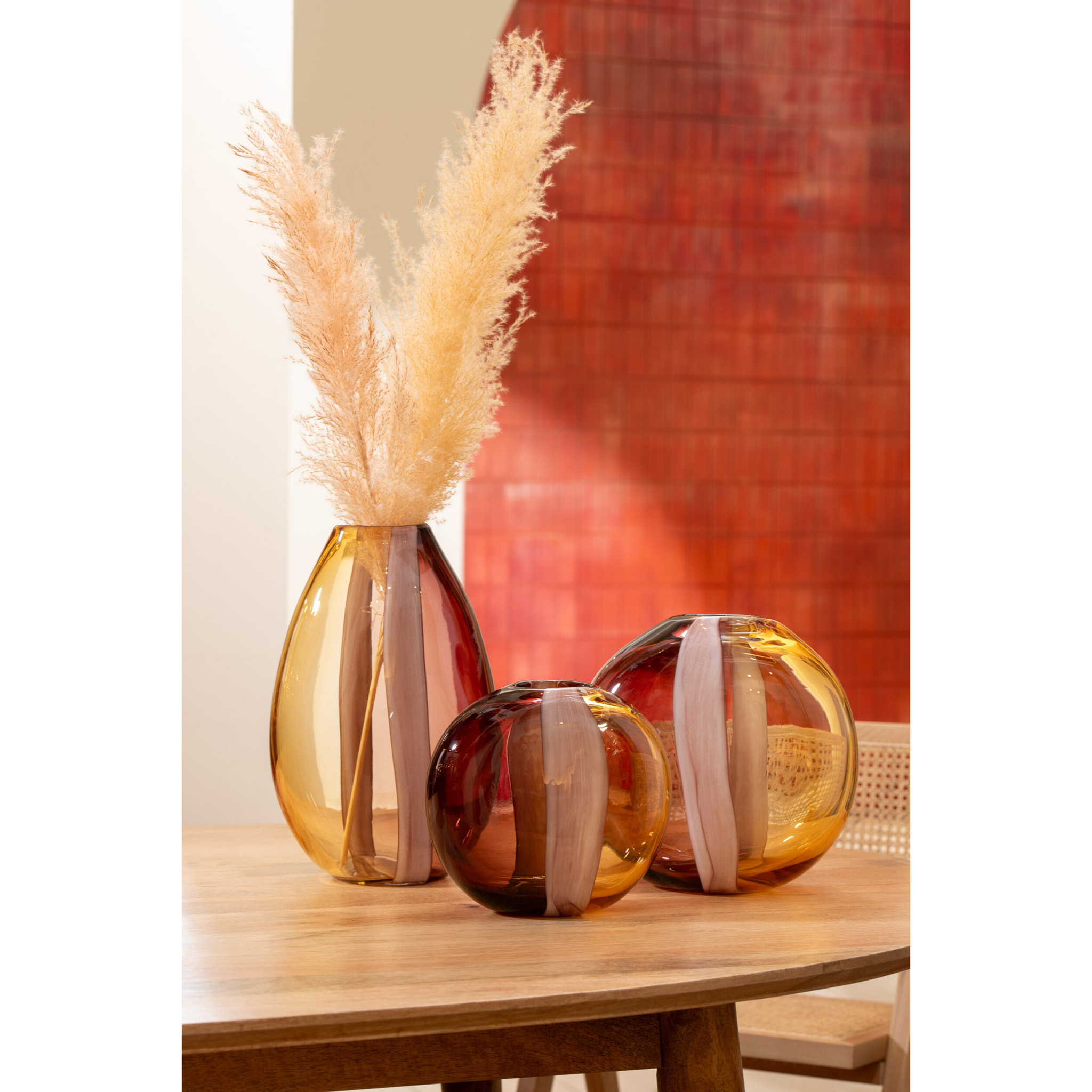 J-Line Vase Arun Verre Marron/Jaune Small