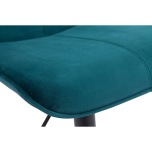 Tabourets de bar réglables pivotants 360° en tissu velours bleu pétrole et métal noir (lot de 2) BOOST