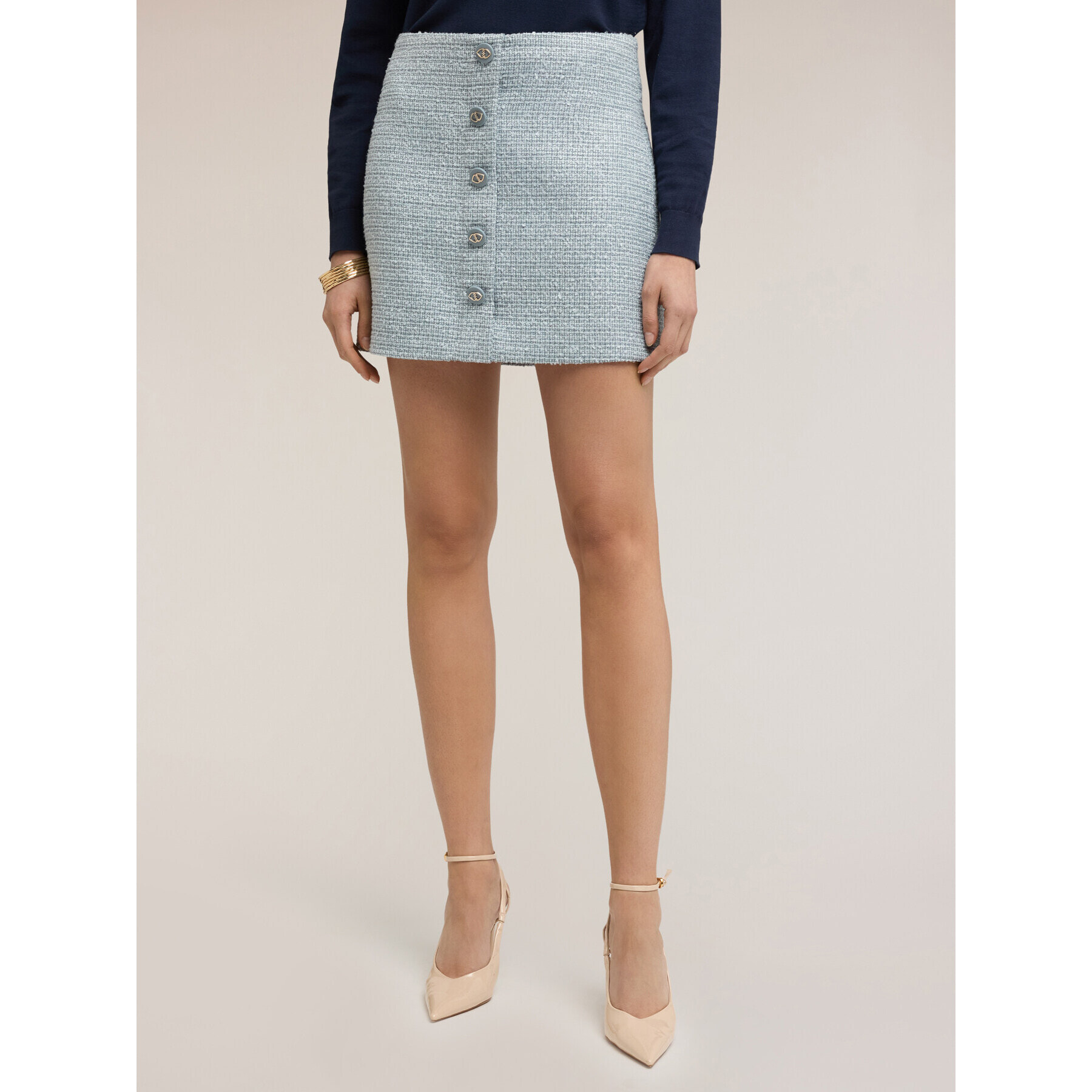 Motivi - Minifalda en tejido bouclé - Light - blue