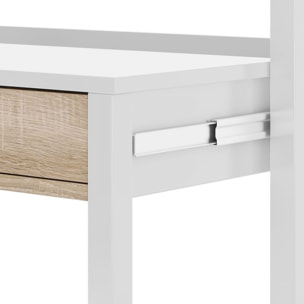 Mesa de escritorio extensible con 2 cajones en blanco artik y roble canadian 98,5x36-70 cm Bureau Blanco Artik (Blanco Mate) - Roble Canadian