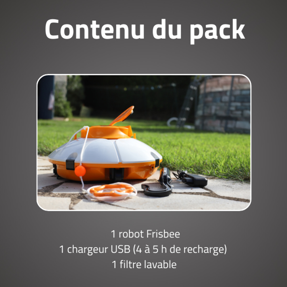 Bestway Robot piscine sans fil Frisbee orange nettoyage fond plat 15 m² max