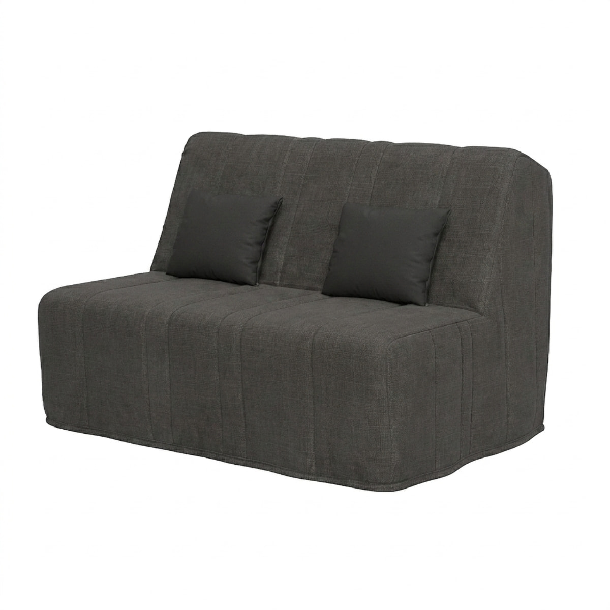 Banquette convertible Nea, matelas Simmons, 140 x 190 cm, 2 coussins offerts, Aba anthracite