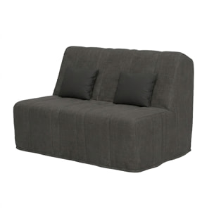 Banquette convertible Nea, matelas Simmons, 140 x 190 cm, 2 coussins offerts, Aba anthracite