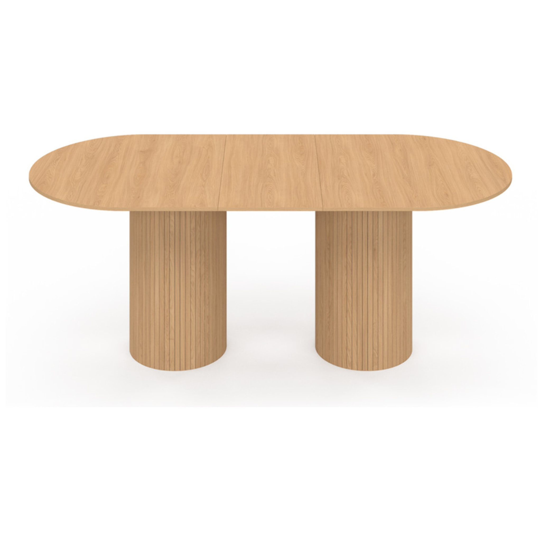 Table à manger extensible Albane 2 pieds pylône effet hêtre 160-200cm