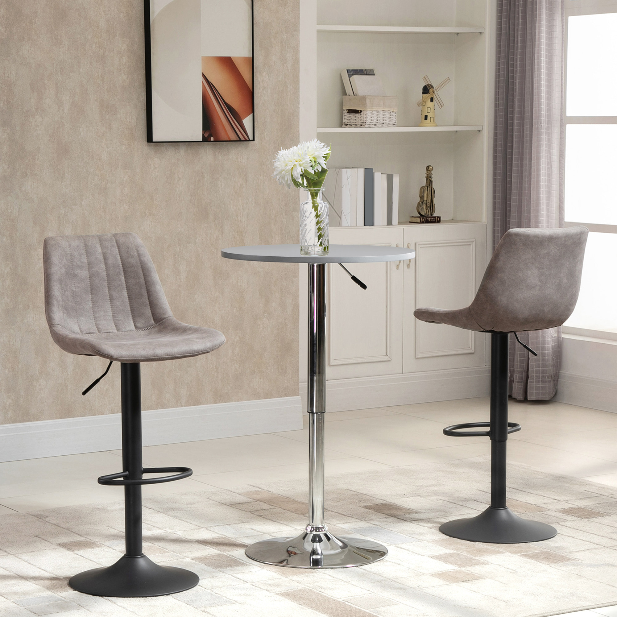 Lot de 2 tabourets de bar – Style vintage – Réglables et pivotants