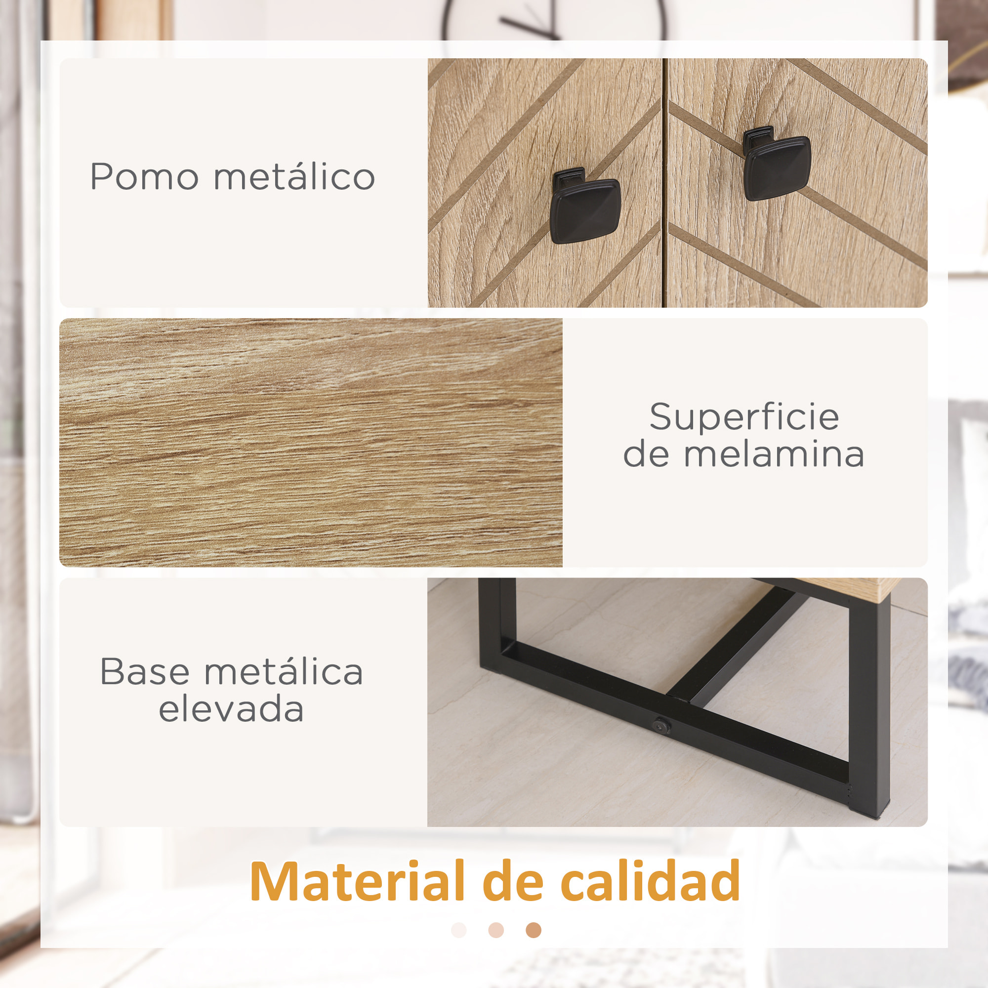 Aparador de Cocina Armario Buffet con 2 Puertas y Estantes Armario de Almacenaje para Comedor Salón Dormitorio Estilo Moderno 80x29,5x80 cm Madera Natural y Negro