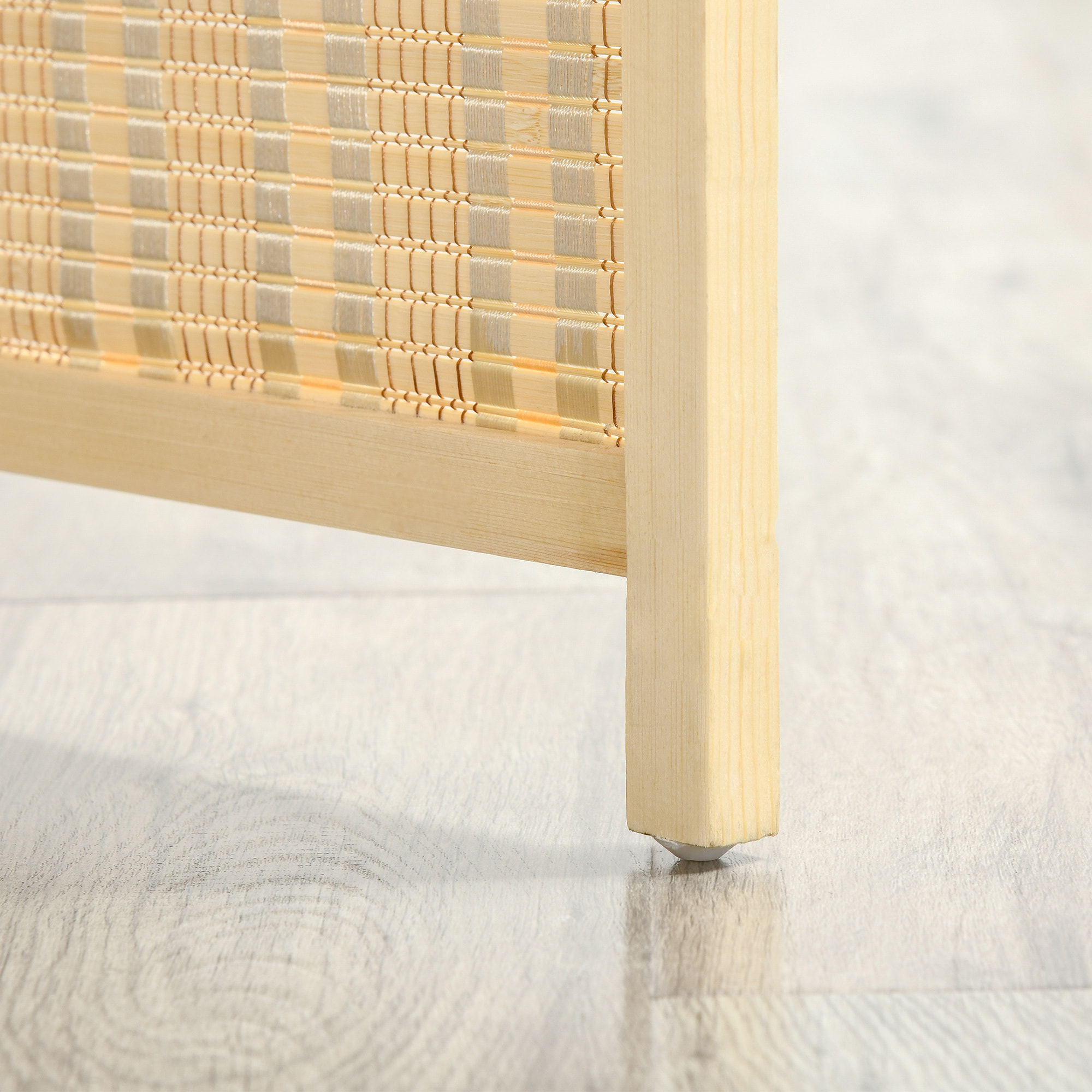 Biombo de 4 Piezas de Bambú Biombo Separador de Ambientes Plegable con 2 Estantes Extraíbles Divisor de Habitaciones Dormitorio 180x180 cm Natural