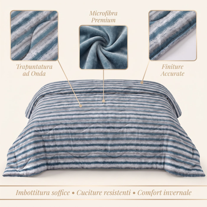 Piumino matrimoniale invernale anallergico 300 g/m², imbottitura ecologica soffice e calda, trapunta letto morbida e leggera, antiacaro e traspirante, lavabile in lavatrice, Made in Italy, comfort termico per notti fredde, dimensioni 260x260 cm
