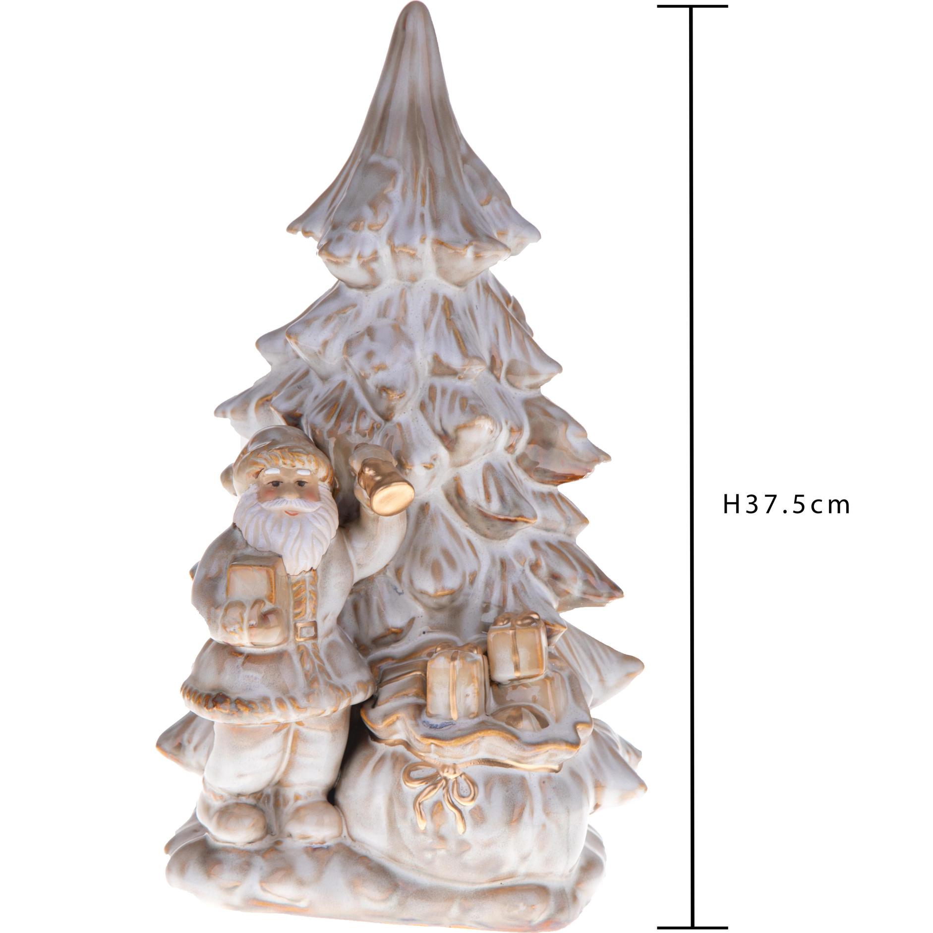 Babbo Natale Di Porcellana Con. Altezza 37,5 Cm - Pezzi 1 - 19,5X37,5X17,5cm - Colore: Dorato - Bianchi Dino - Articoli Natalizi