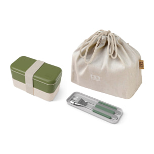 Set repas lunch box 2 étages 1L + Accessoires