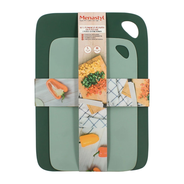 Lot de 2 planches à découper en plastique vert