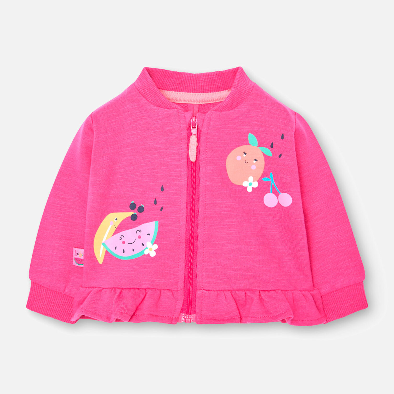 Jaqueta felpa flamÃ© nadÃ³ niÃ±a estampada, mangas largas, rosa