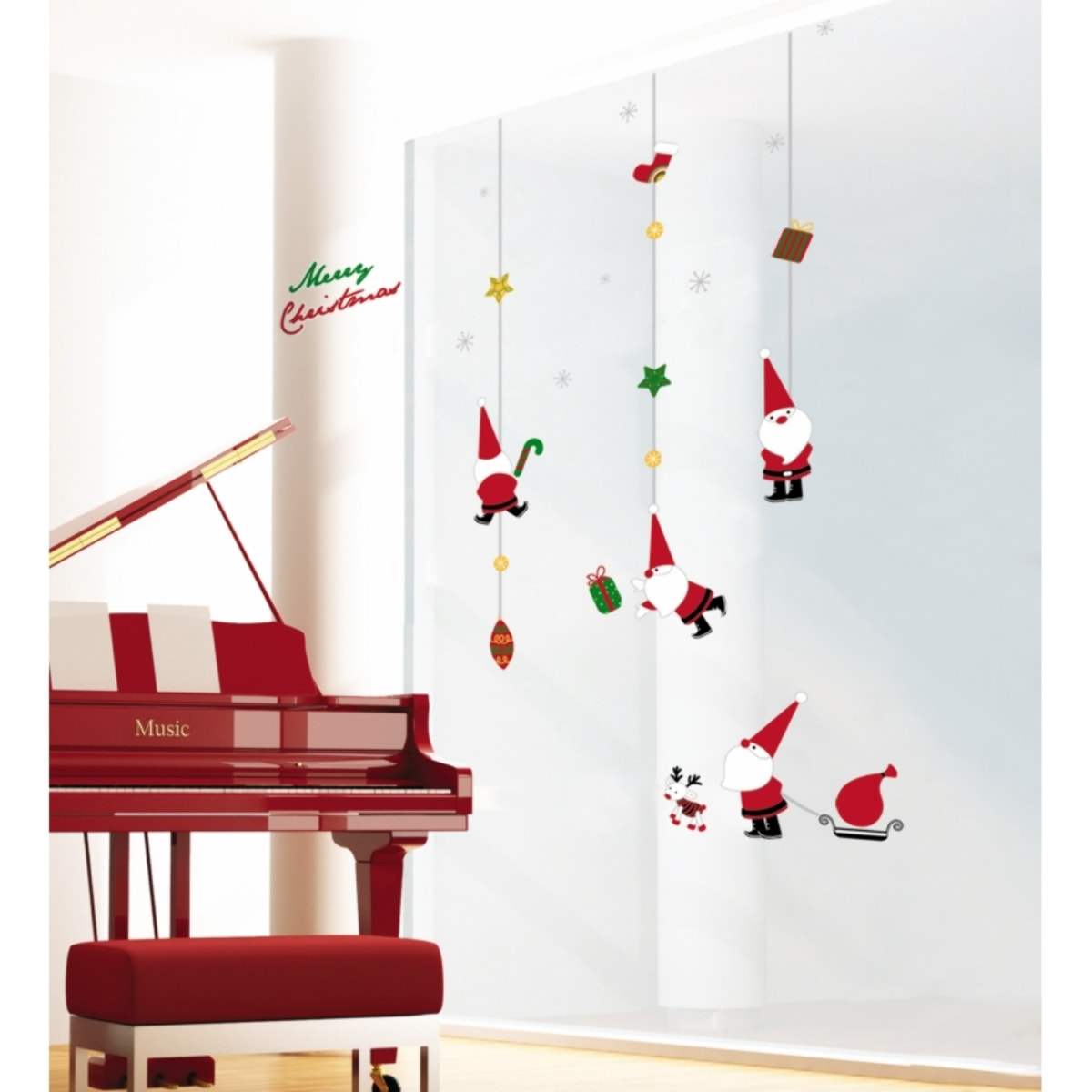 Sickers jouets Pères Noël - Autocollants adhésifs fenêtres noël - décoration fêtes