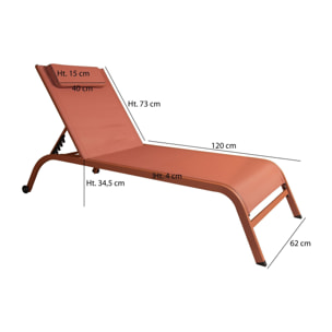 Lot de 2 chaises longues en acier inoxydable corail NAPOLI