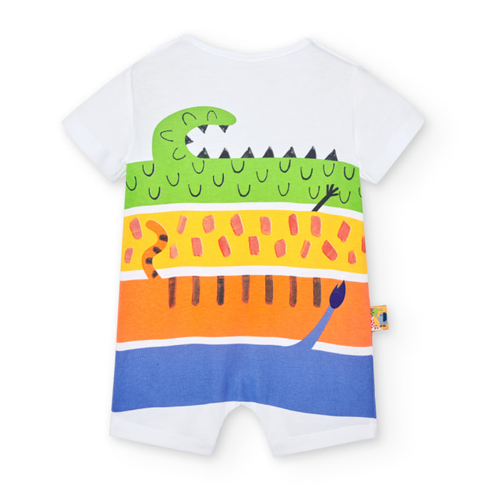 Pelele recién nacido niño, algodón estampado, blanco, 128258