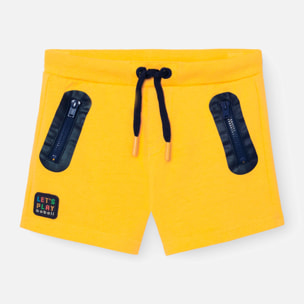 Bermudas para niÃ±o en algodÃ³n estampado de color amarillo