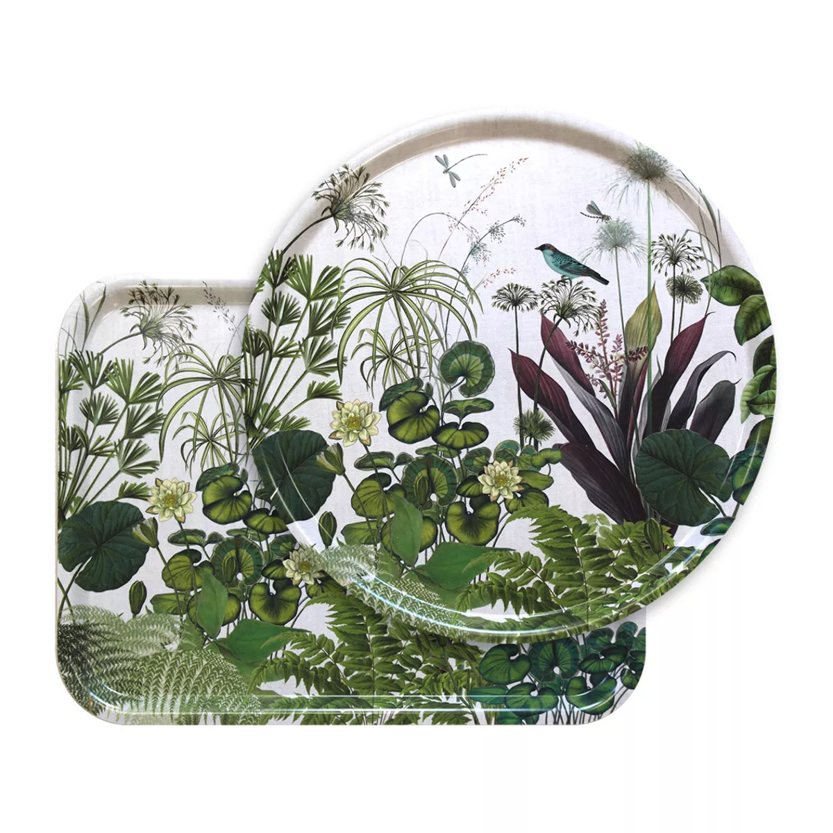 Plateau bois imprimé vert Nenuphars parchemin