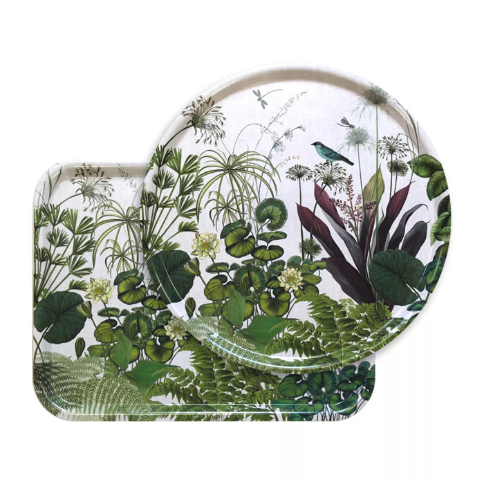 Plateau bois imprimé vert Nenuphars parchemin