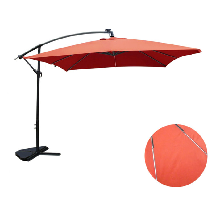Parasol Néon LED déporté 3x3m terracotta DAVAGNA