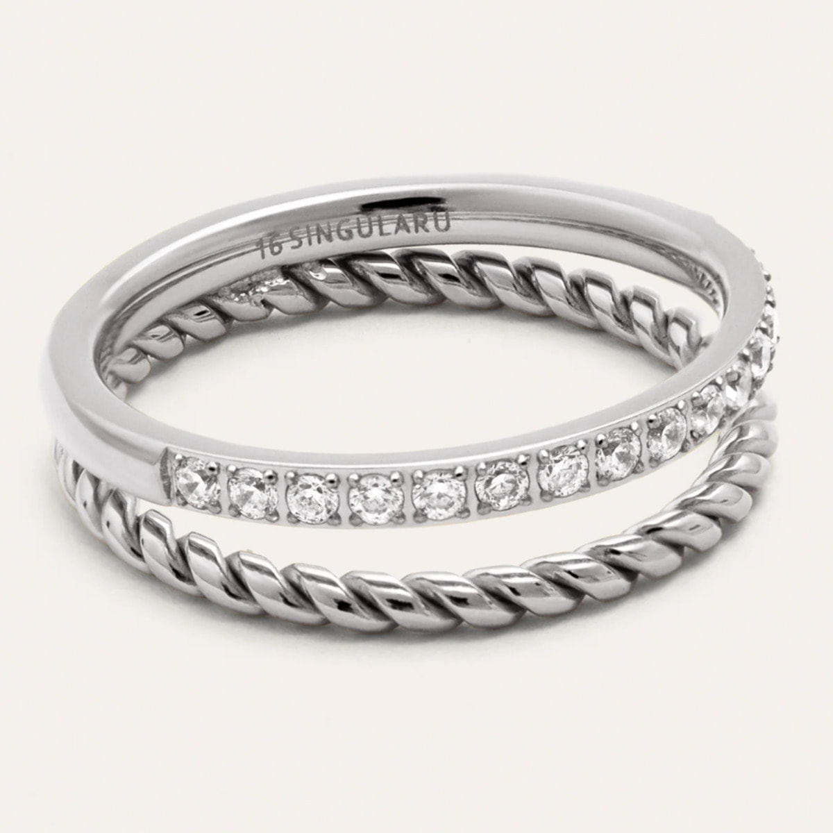 Anillo Doble Tressia Spark Acero