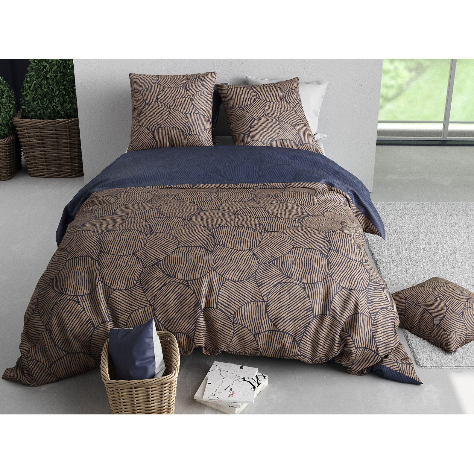 Parure Housse De Couette 3pcs 100% Coton 57 Fils NINON